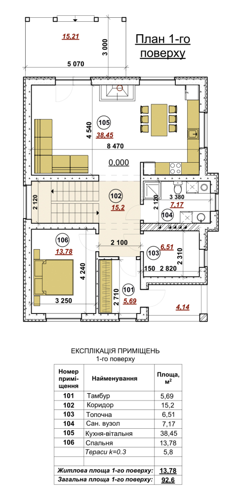 Планування Сучасний двоповерховий будинок Нордік поверх 1